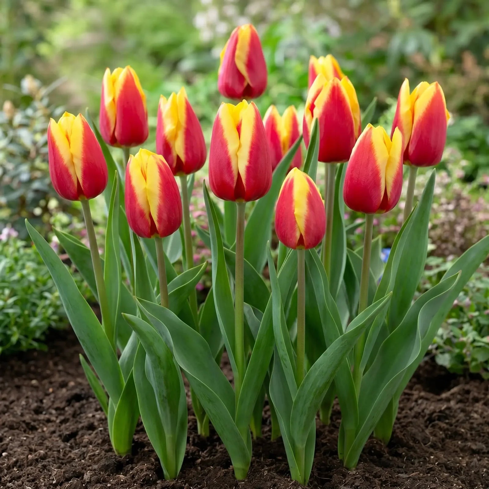 Groep Tulipa Jan Seignette in een tuinborder