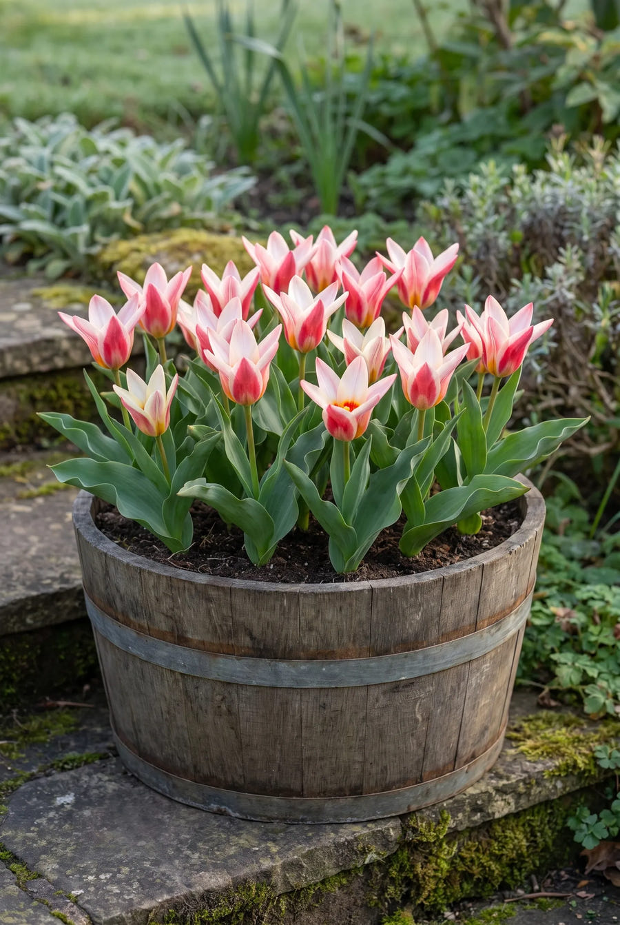 Tulipa Ancilla — in pot op terras