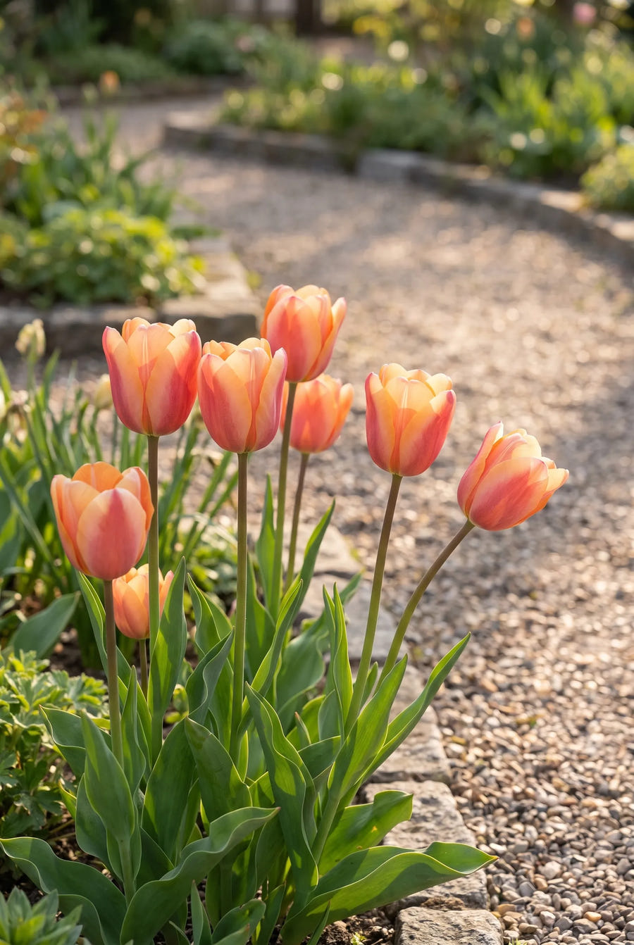Tulipa Apricot Foxx — in de border