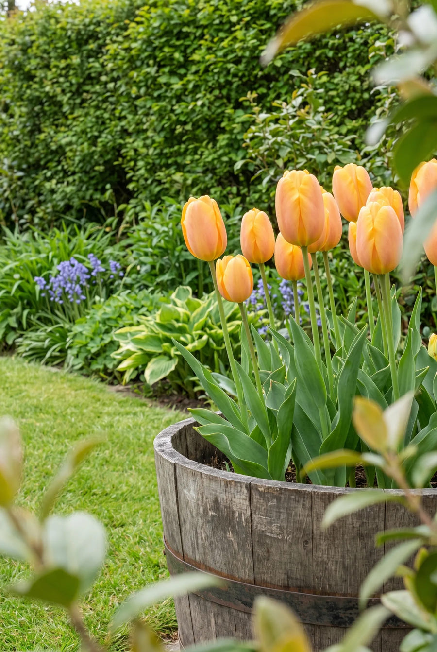 Tulipa Bellville — in pot op terras