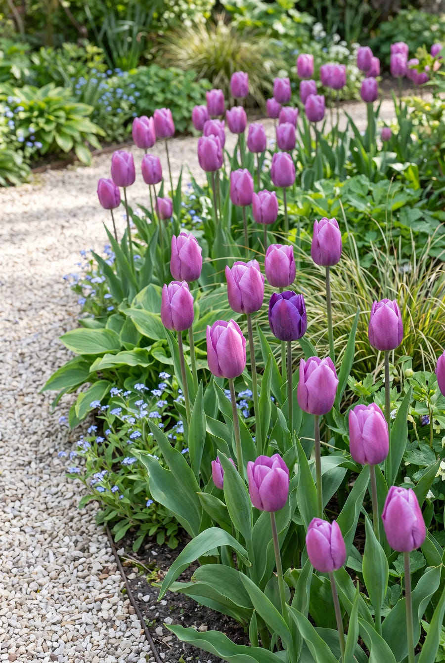 Tulipa Blue Beauty — groep in de tuinborder