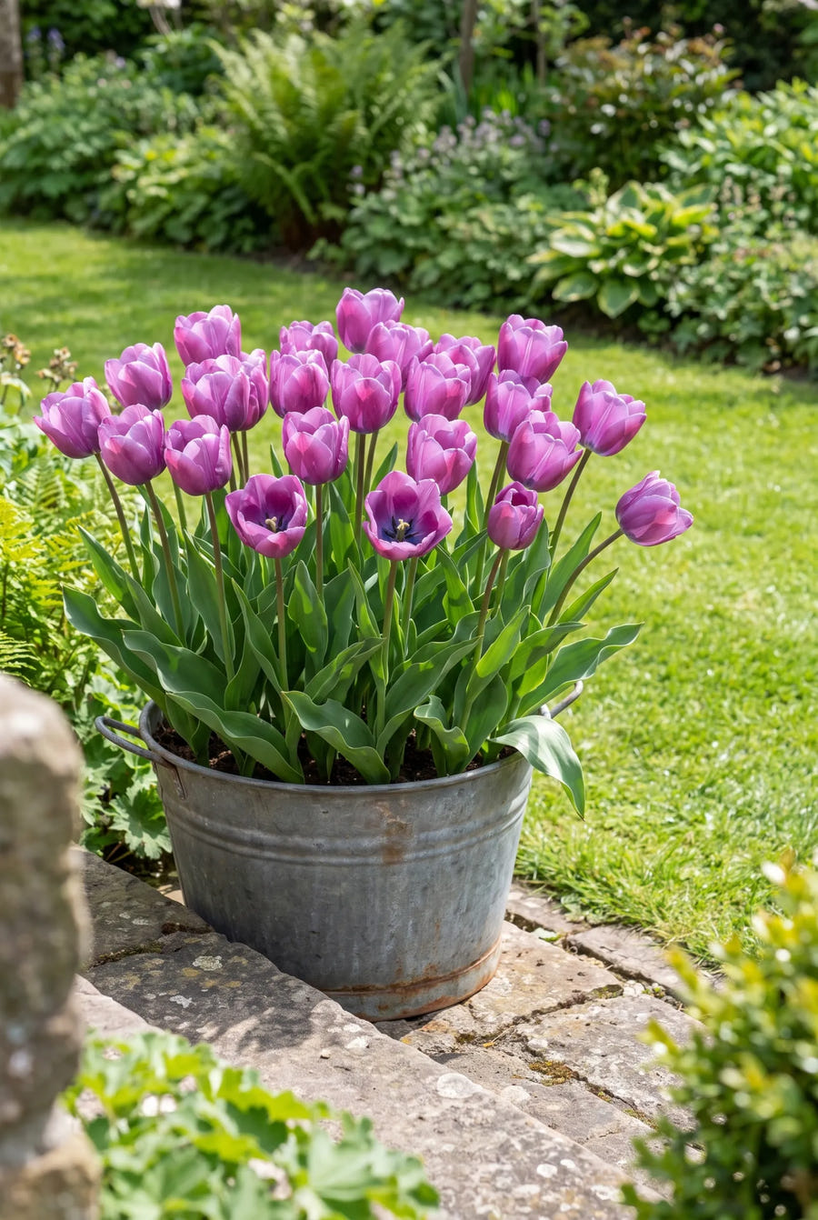 Tulipa Blue Beauty — in pot op terras