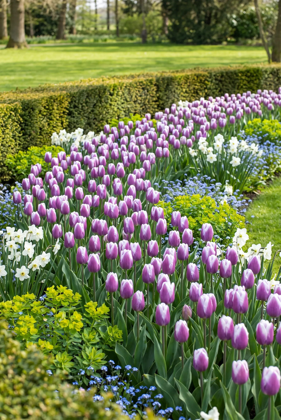 Tulipa Synaeda Blue — groep in de tuinborder