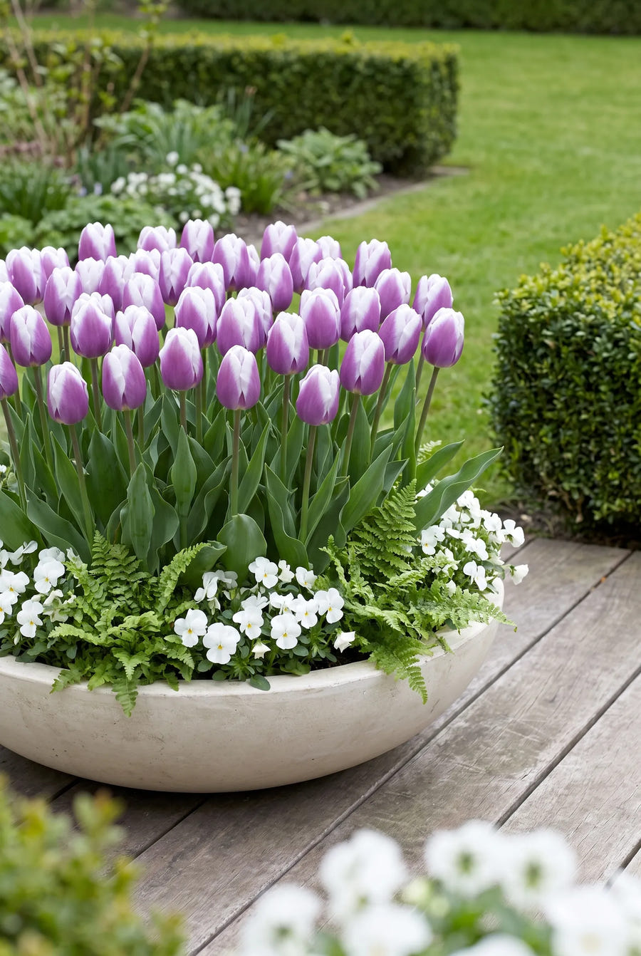 Tulipa Synaeda Blue — in pot op terras