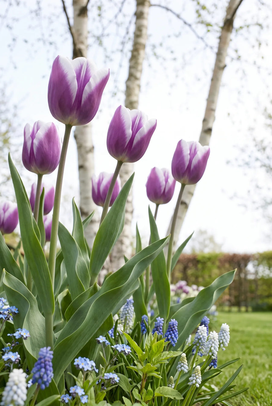 Tulipa Synaeda Blue — in de tuin