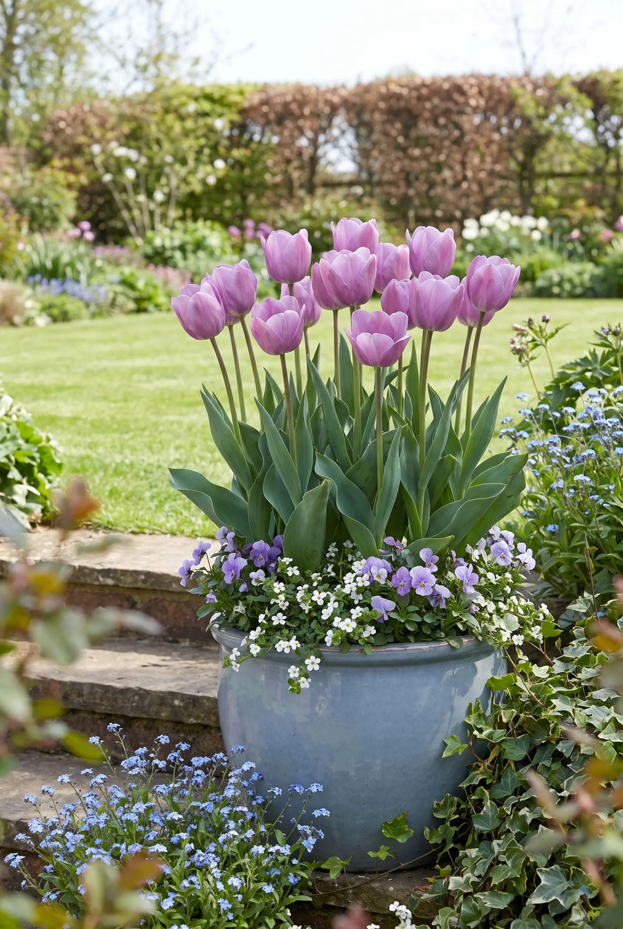 Tulipa Purple Pride — in pot op terras
