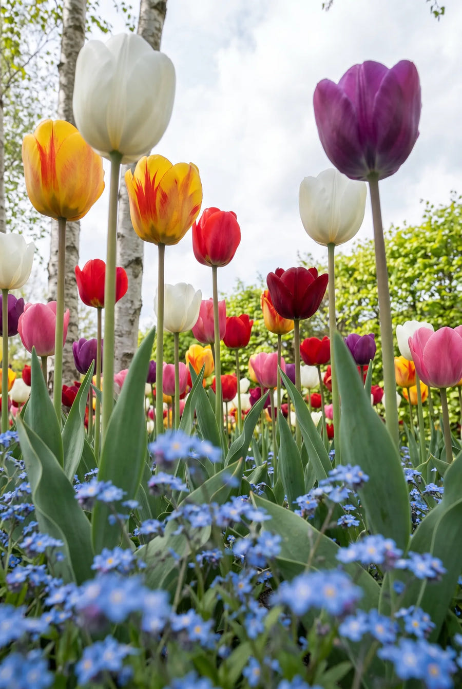 Tulipa Single Late Mixed in de tuin