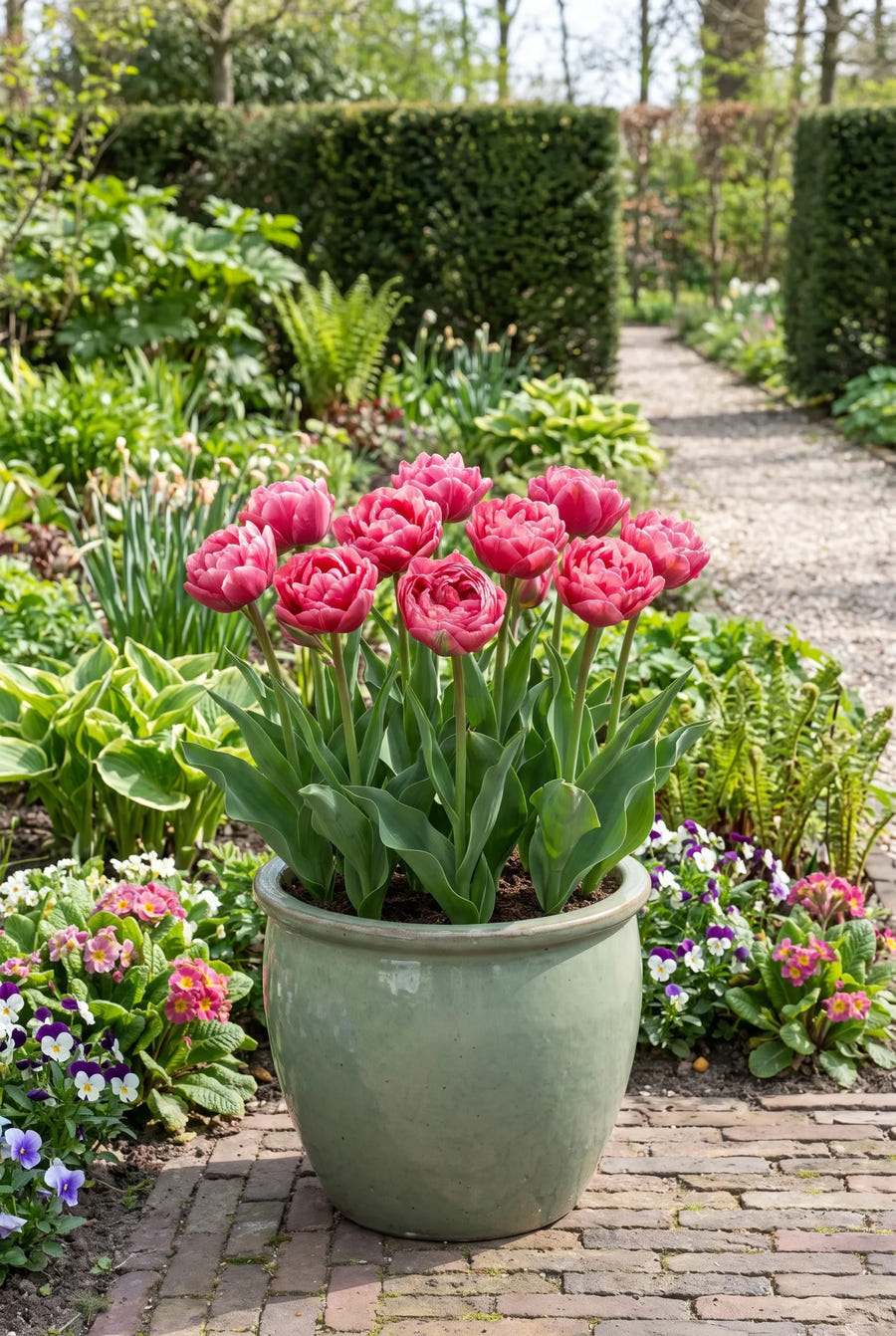 Tulipa Amazing Grace — in pot op terras