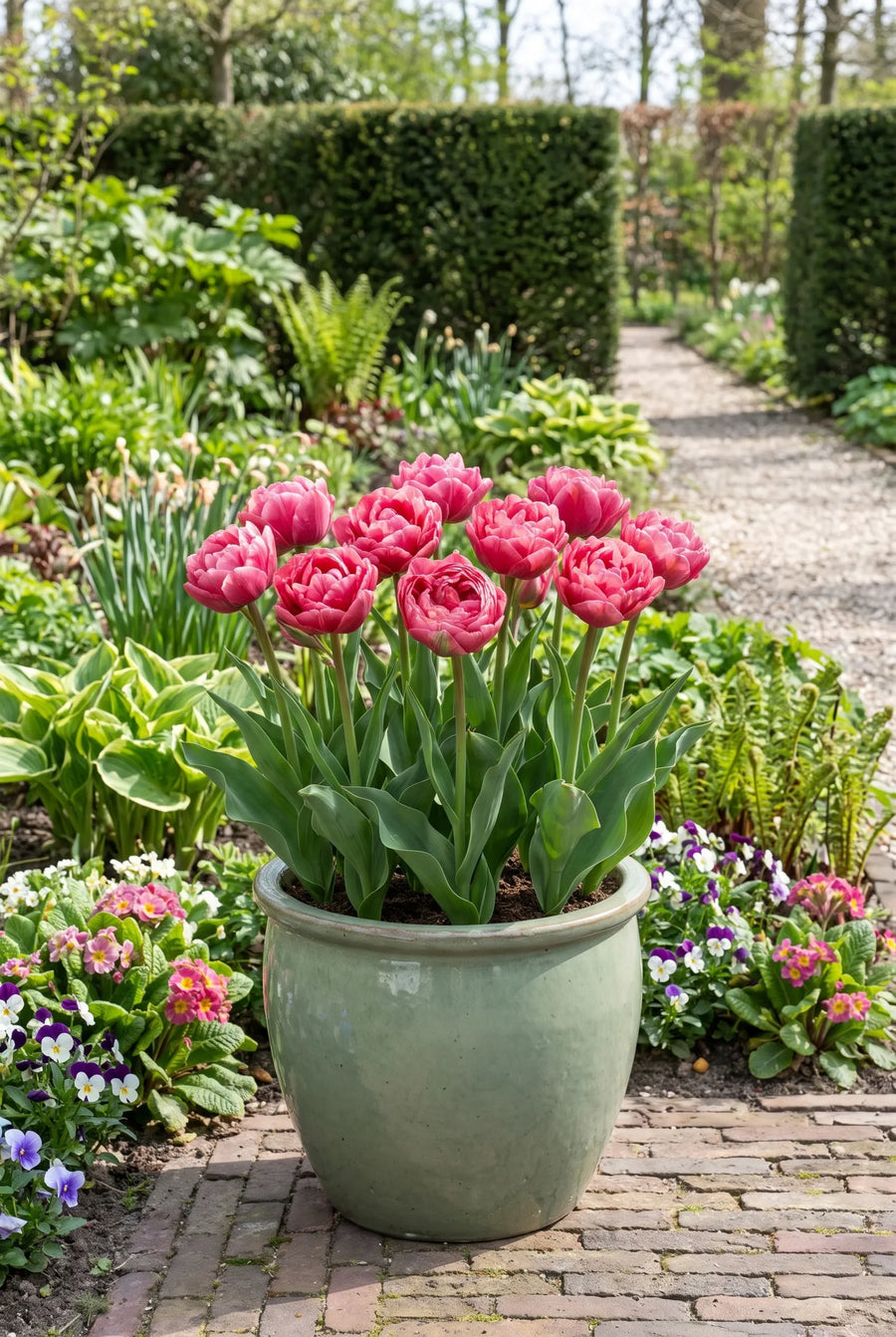 Tulipa Amazing Grace — in pot op terras