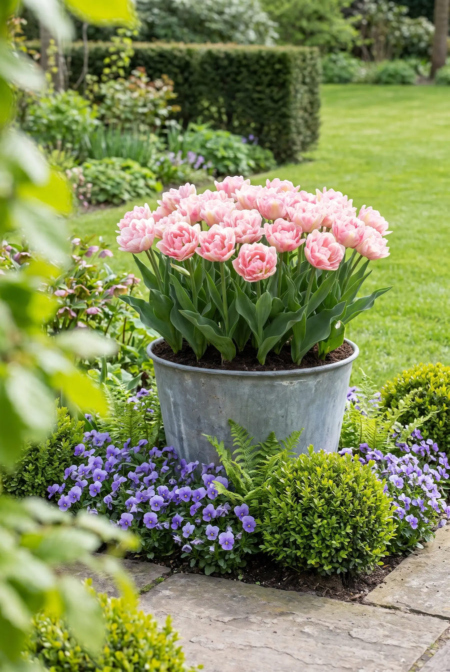 Tulipa Angelique — in pot op terras