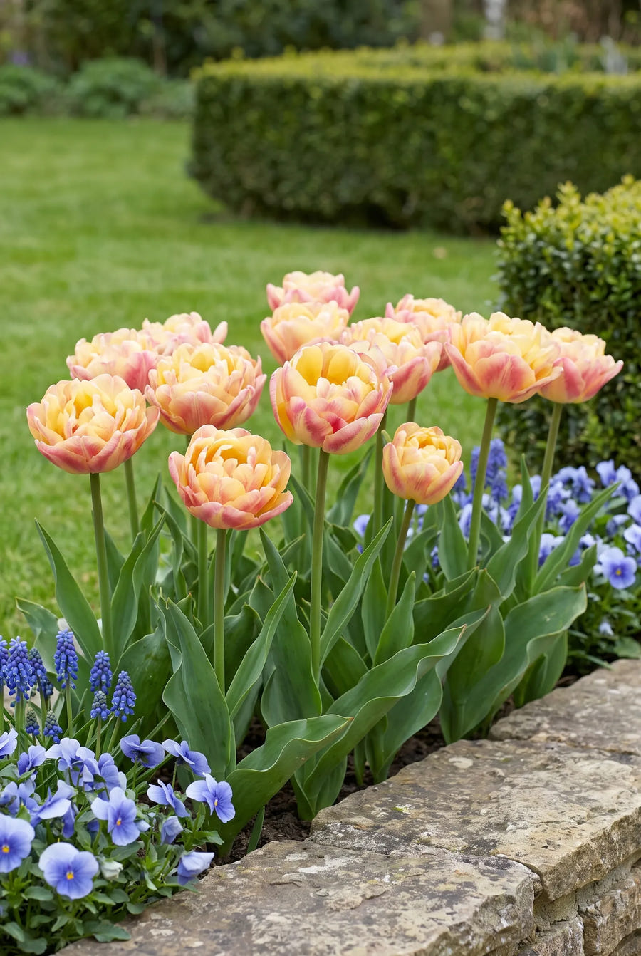 Tulipa Creme Upstar — groep in de tuinborder