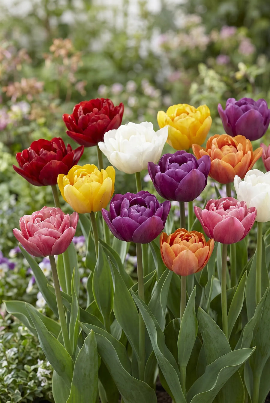 Tulipa Double Late Mixed — in de tuin