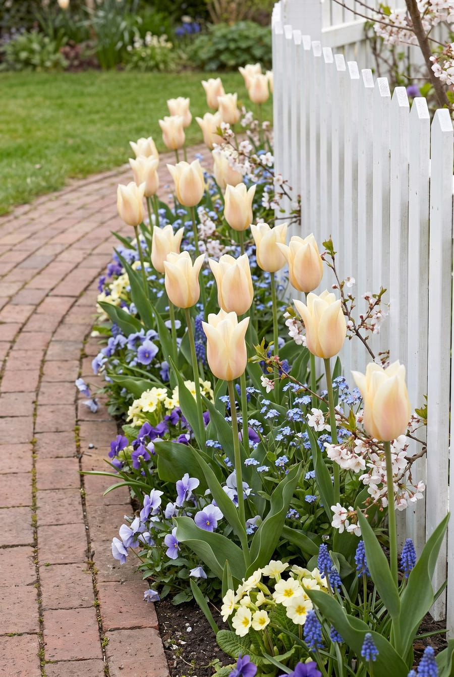 Tulipa Sanne — als groep in de tuin