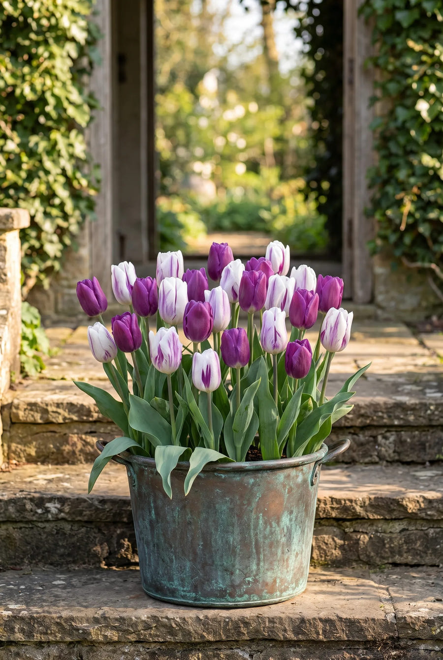 Tulipa Atlantic — in pot op terras