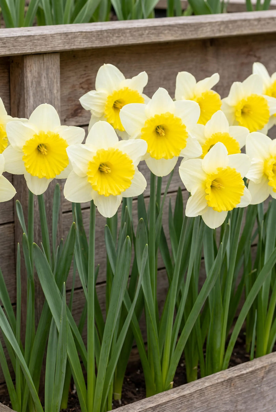 Narcissus Ice Follies — groep in de tuinborder