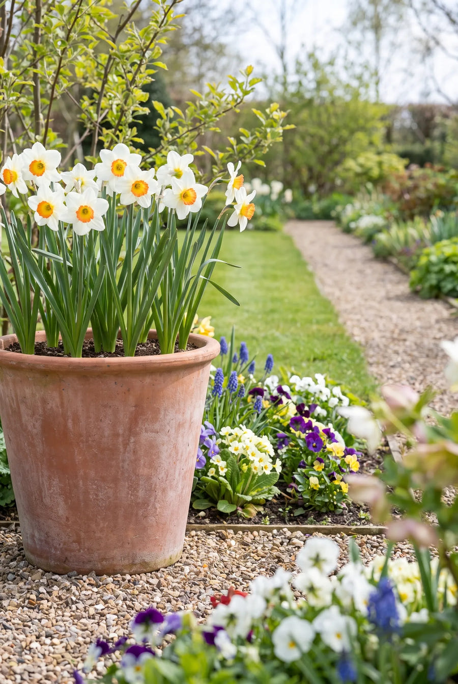 Narcissus Joyce Spirit — in pot op terras