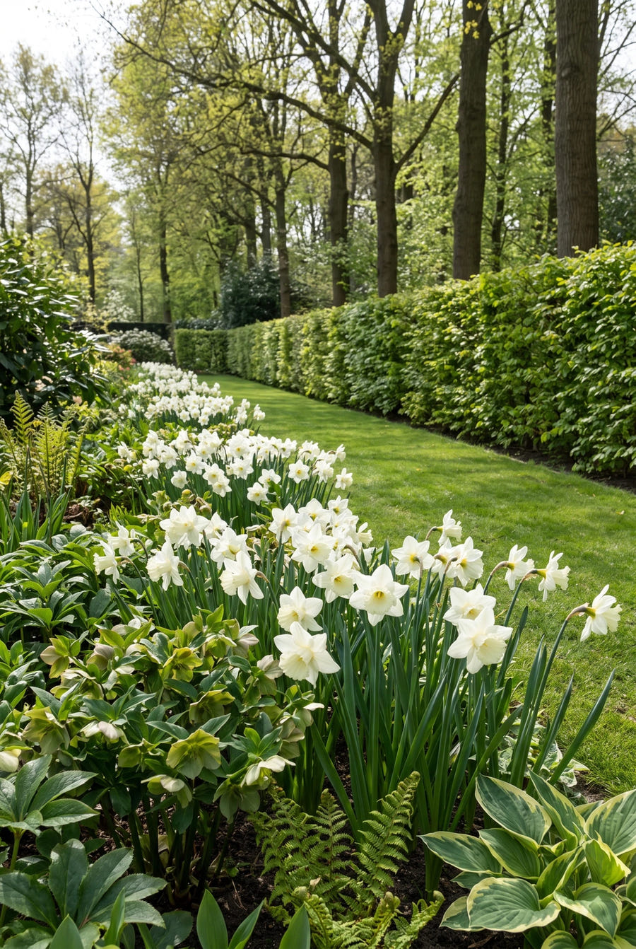 Narcissus Mount Hood — vanuit een lage hoek