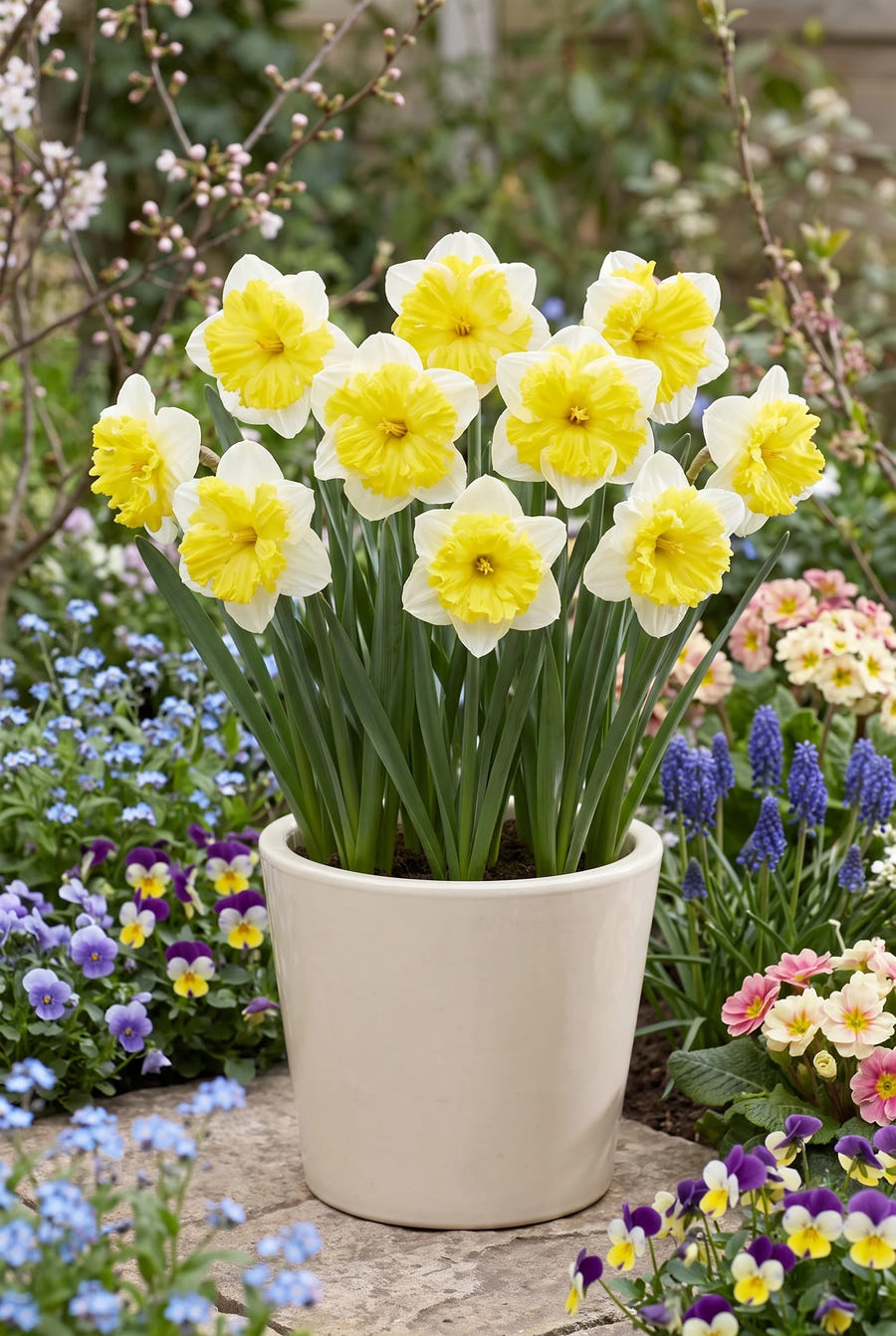 Narcissus Printal — in pot op het terras