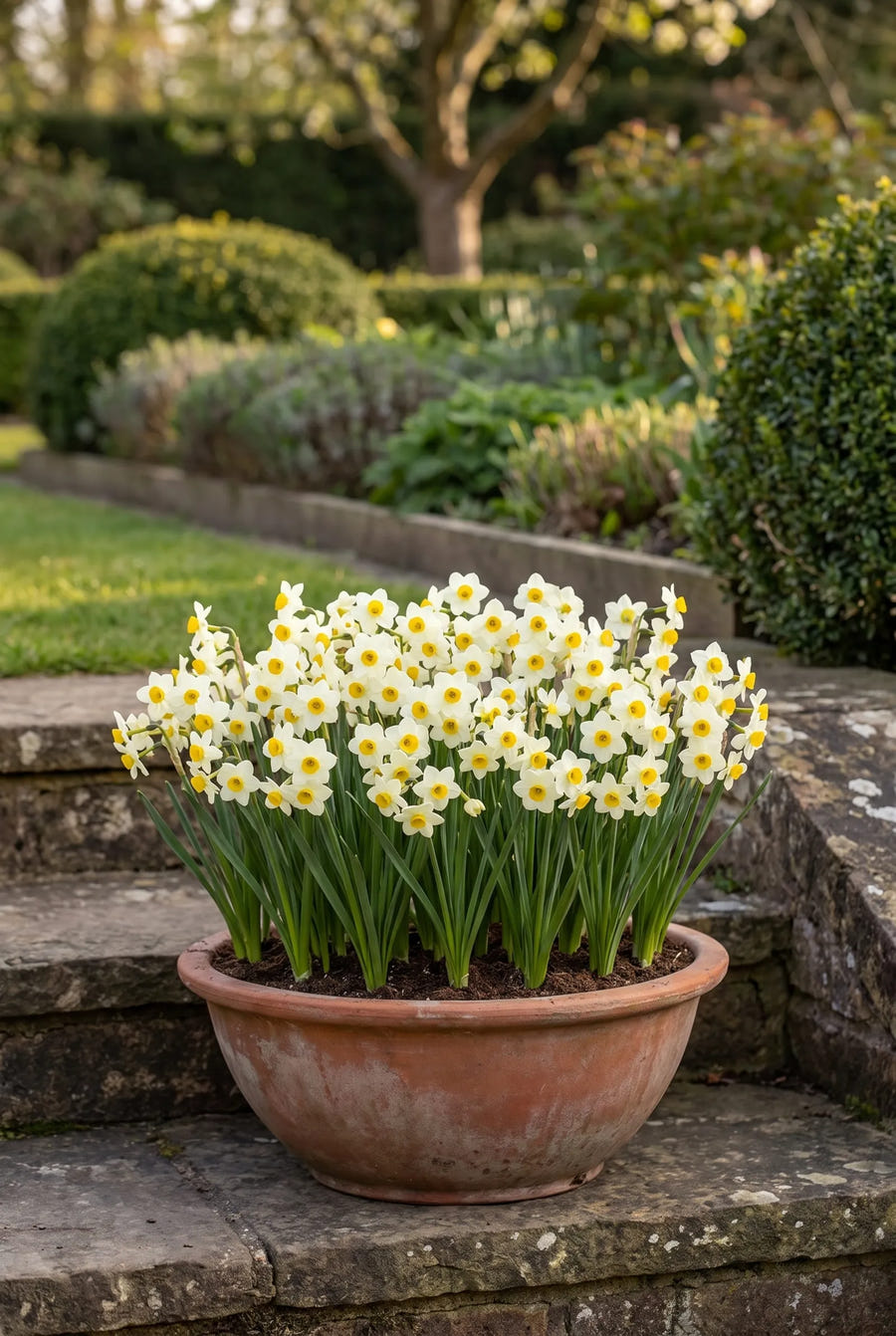 Narcissus Minnow — in pot op terras