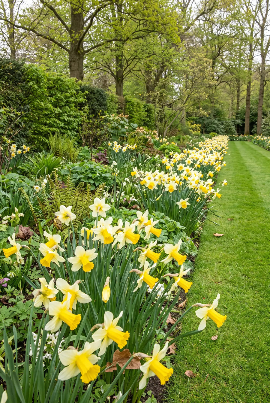 Narcissus Mother Duck — in de border