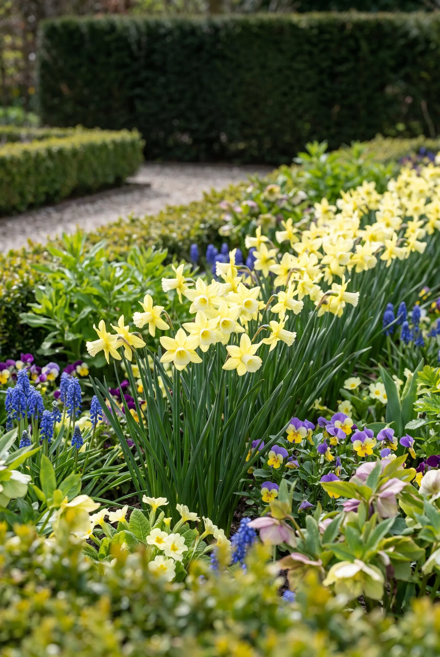 Narcissus Pipit — groep in de tuinborder