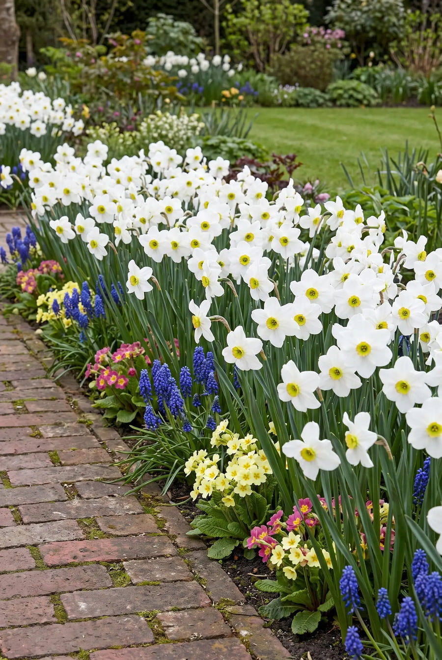Narcissus Sinopel — groep in de tuinborder