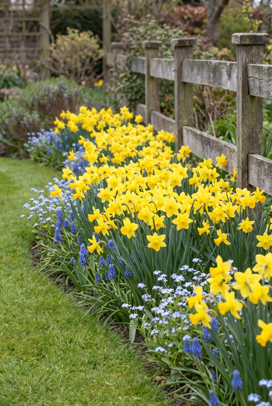 Narcissus Tête à Tête — groep in de tuinborder