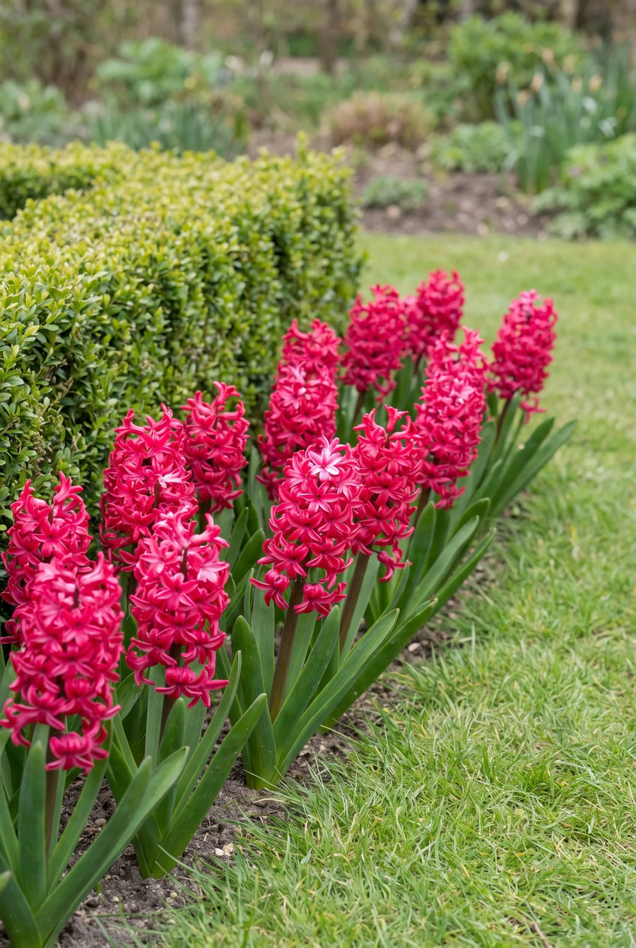 Hyacinthus Jan Bos — groep in de tuinborder