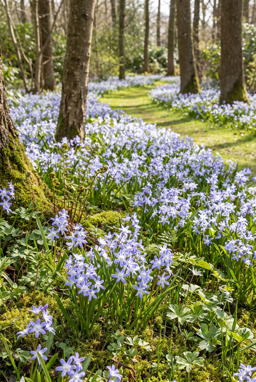 Chionodoxa Forbesii — groep in de tuinborder