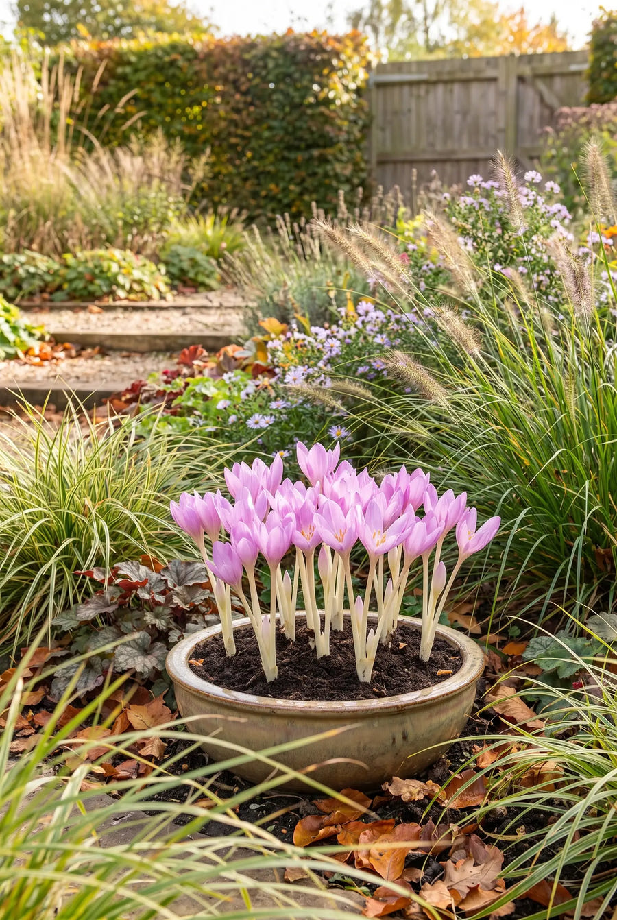 Colchicum Giant — in pot op terras