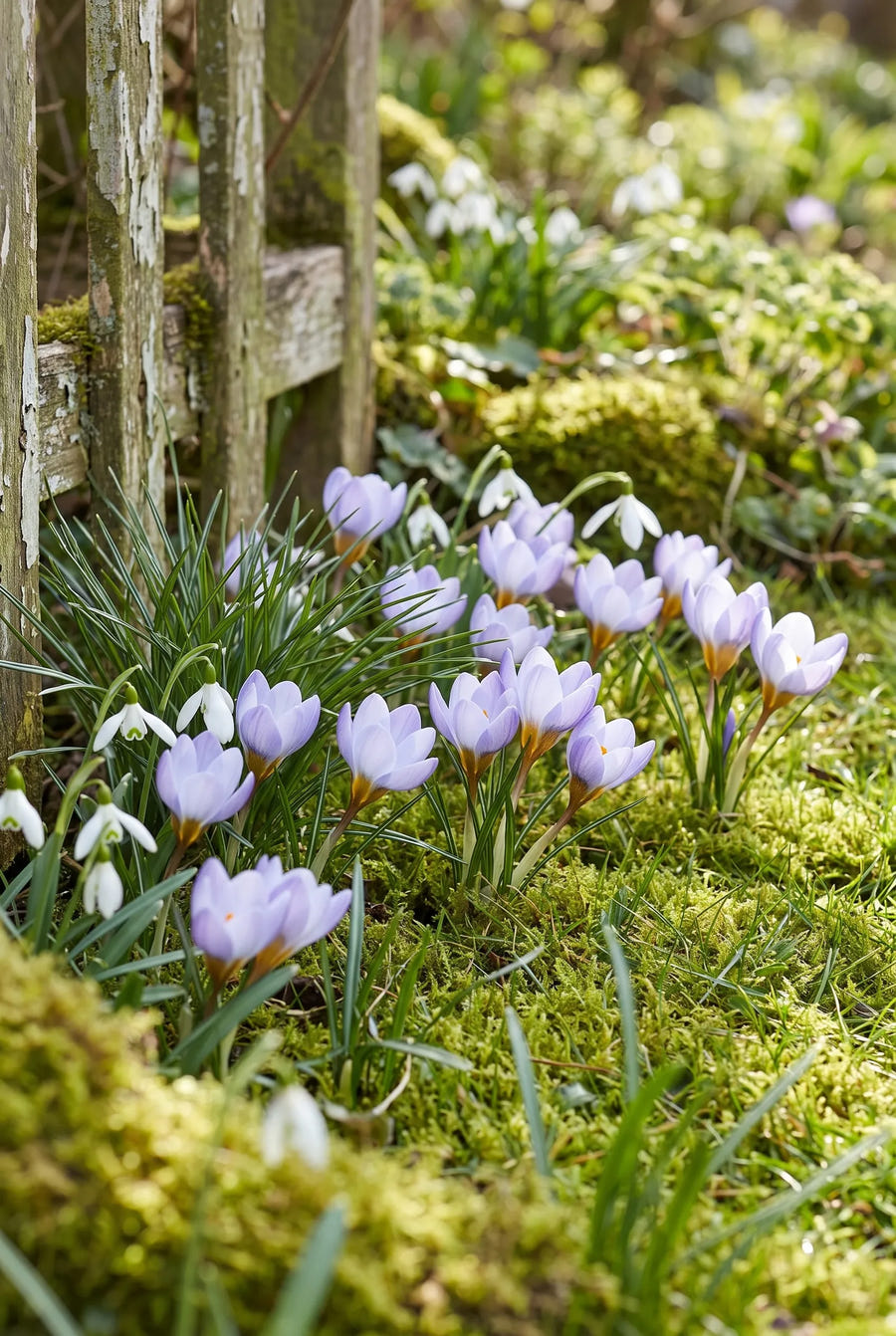 Crocus Blue Pearl — groep in de tuinborder