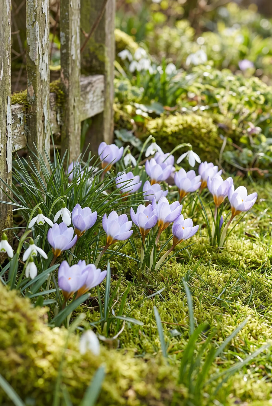Crocus Blue Pearl — groep in de tuinborder