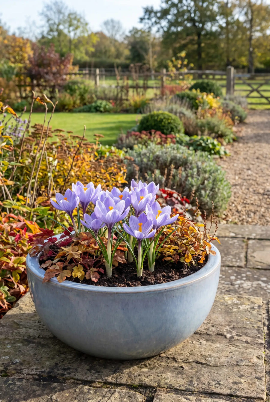 Crocus Speciosus — in pot op terras