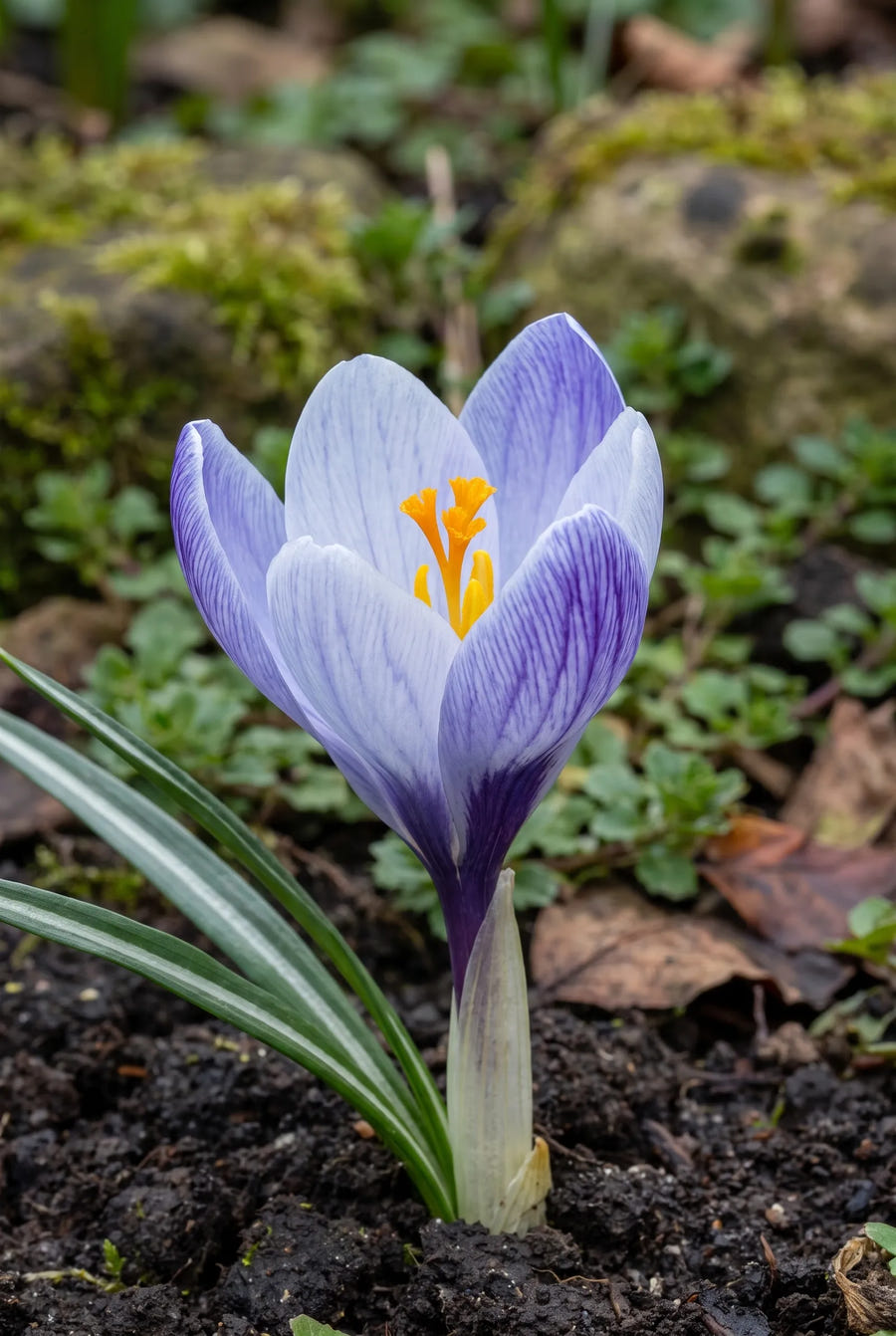 Crocus Blue Ice — close-up van de bloem