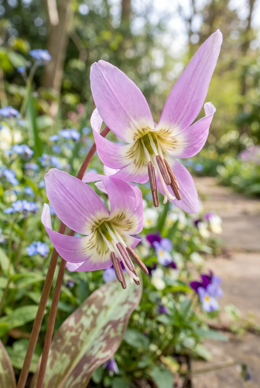 Erythronium Purple King — close-up van de bloem