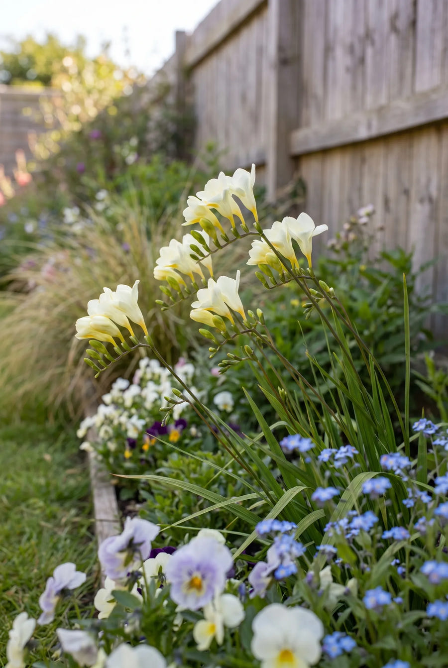 Freesia White — in de tuin