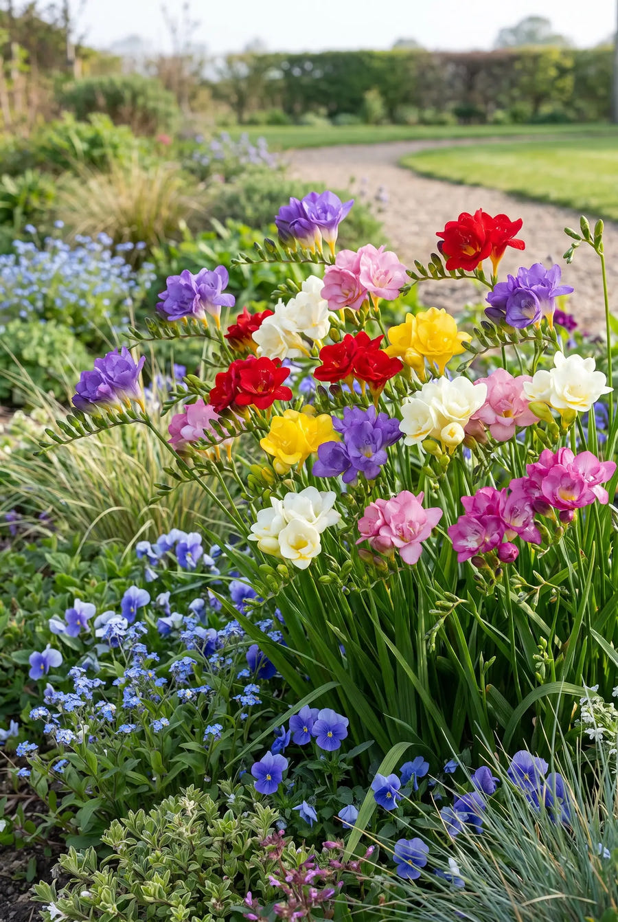 Freesia Double Mixed — in de border