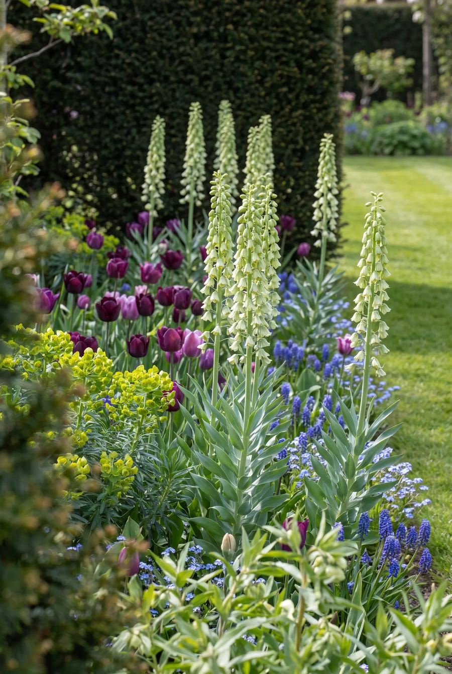 Fritillaria Ivory Bells — groep in de tuinborder