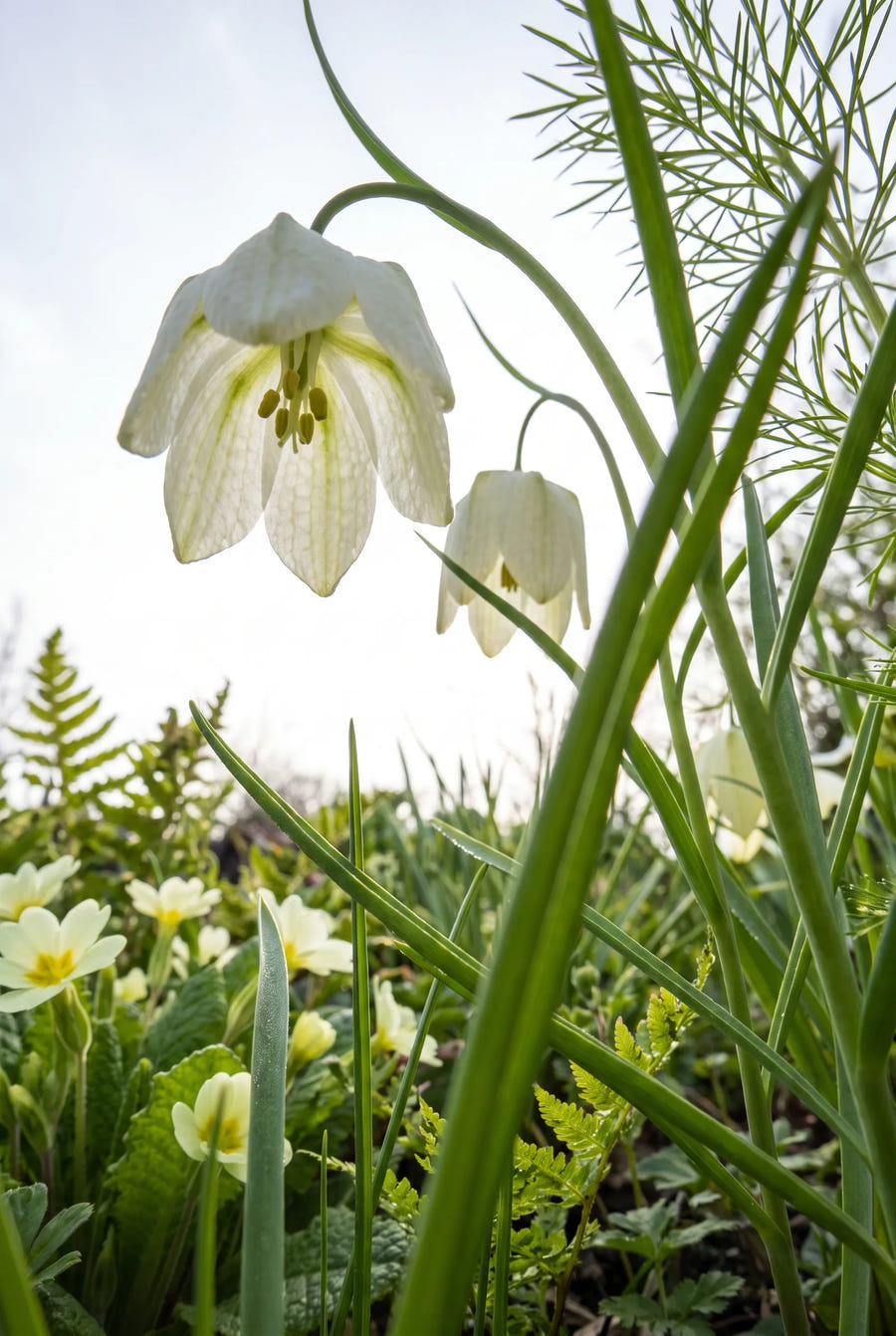 Fritillaria Meleagris Alba — in de tuin