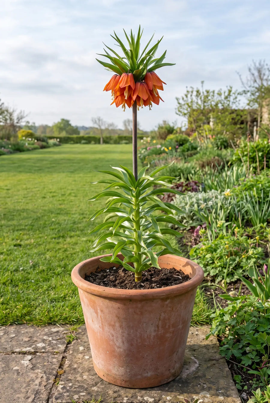 Fritillaria Rubra — in pot op terras
