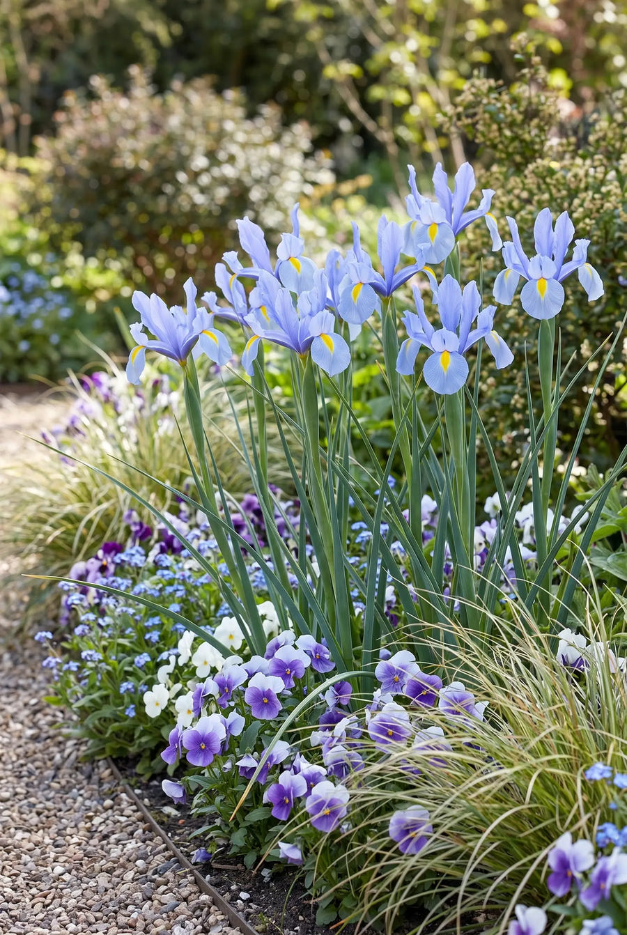 Iris Blue Magic — groep in de tuinborder