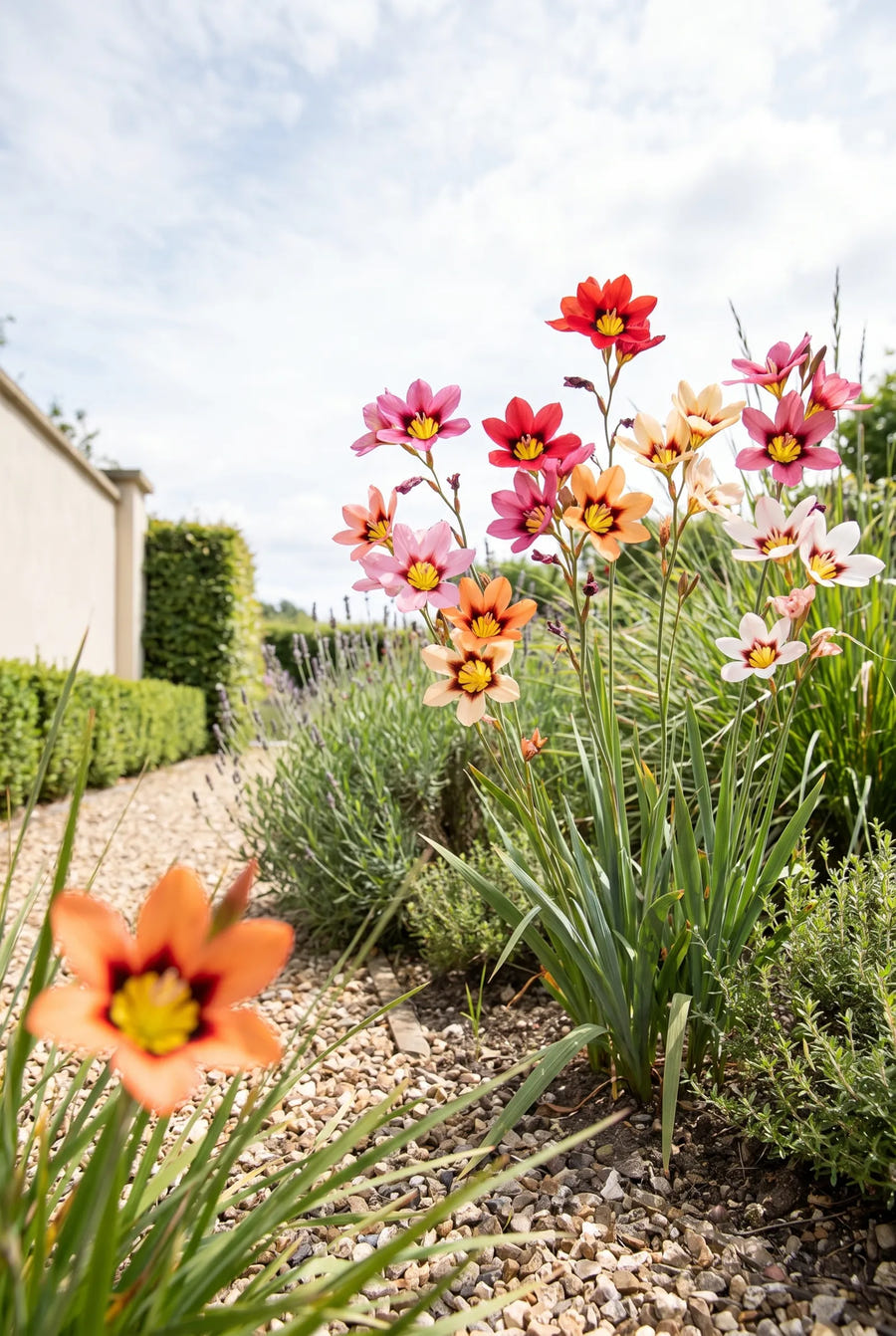 Sparaxis Tricolor Mixed — in de tuin