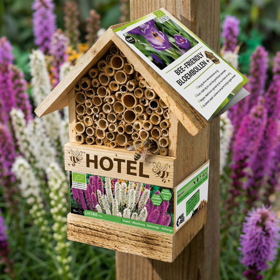 Bee Hotel with Liatris Bulbs