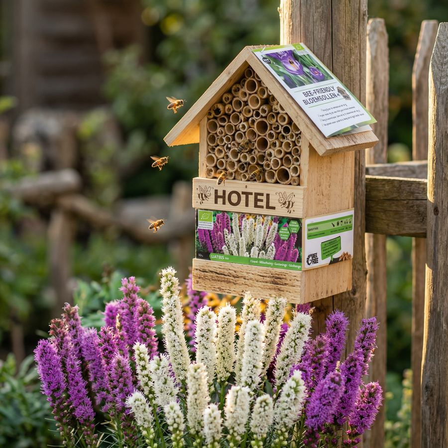 Bee Hotel with Liatris Bulbs