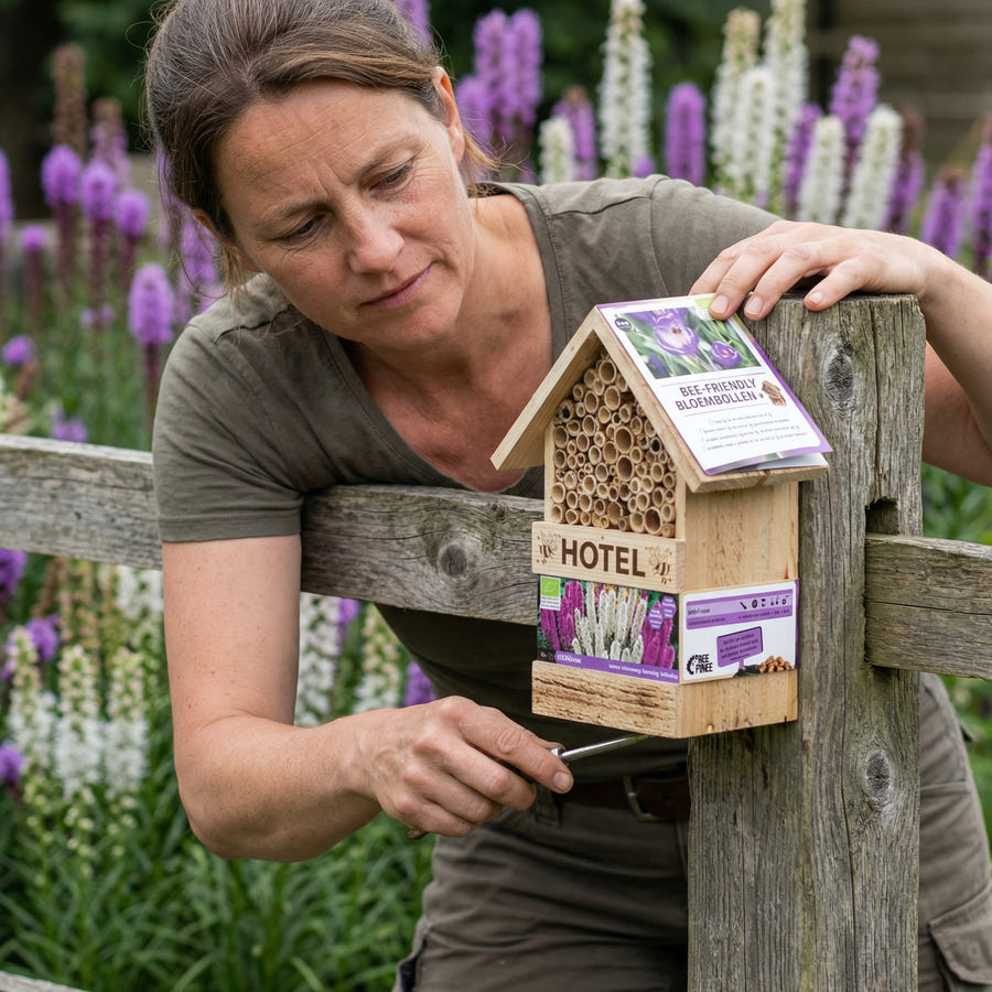 Bee Hotel with Liatris Bulbs