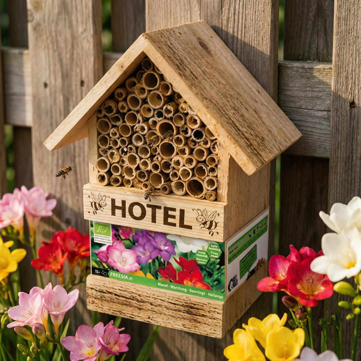 Bee Hotel with Freesia Bulbs