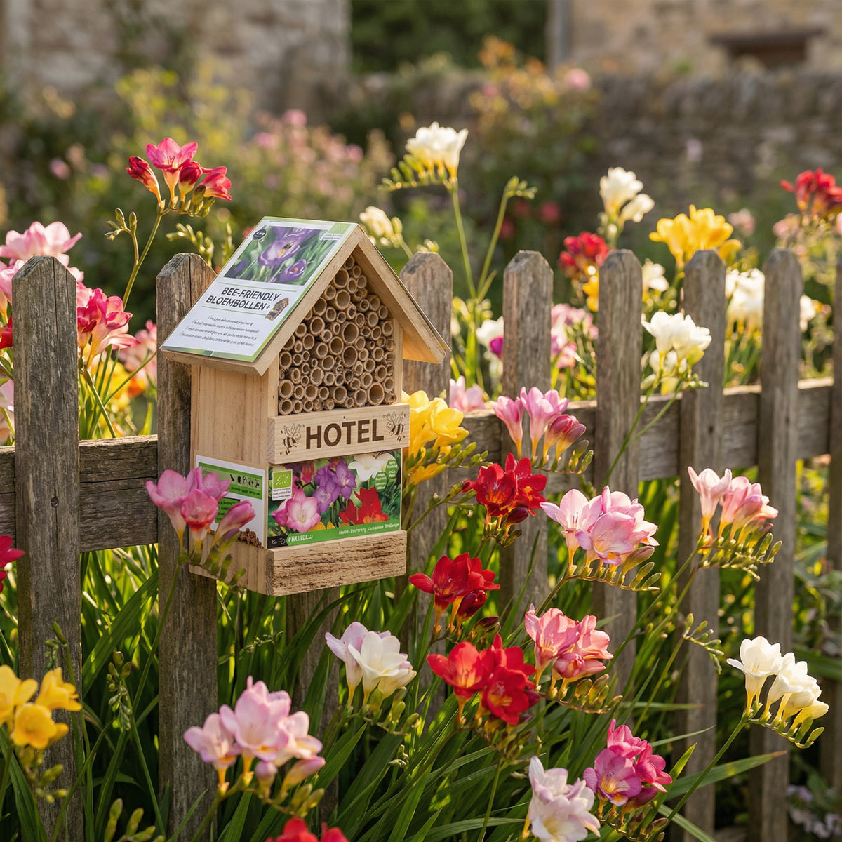 Bee Hotel with Freesia Bulbs