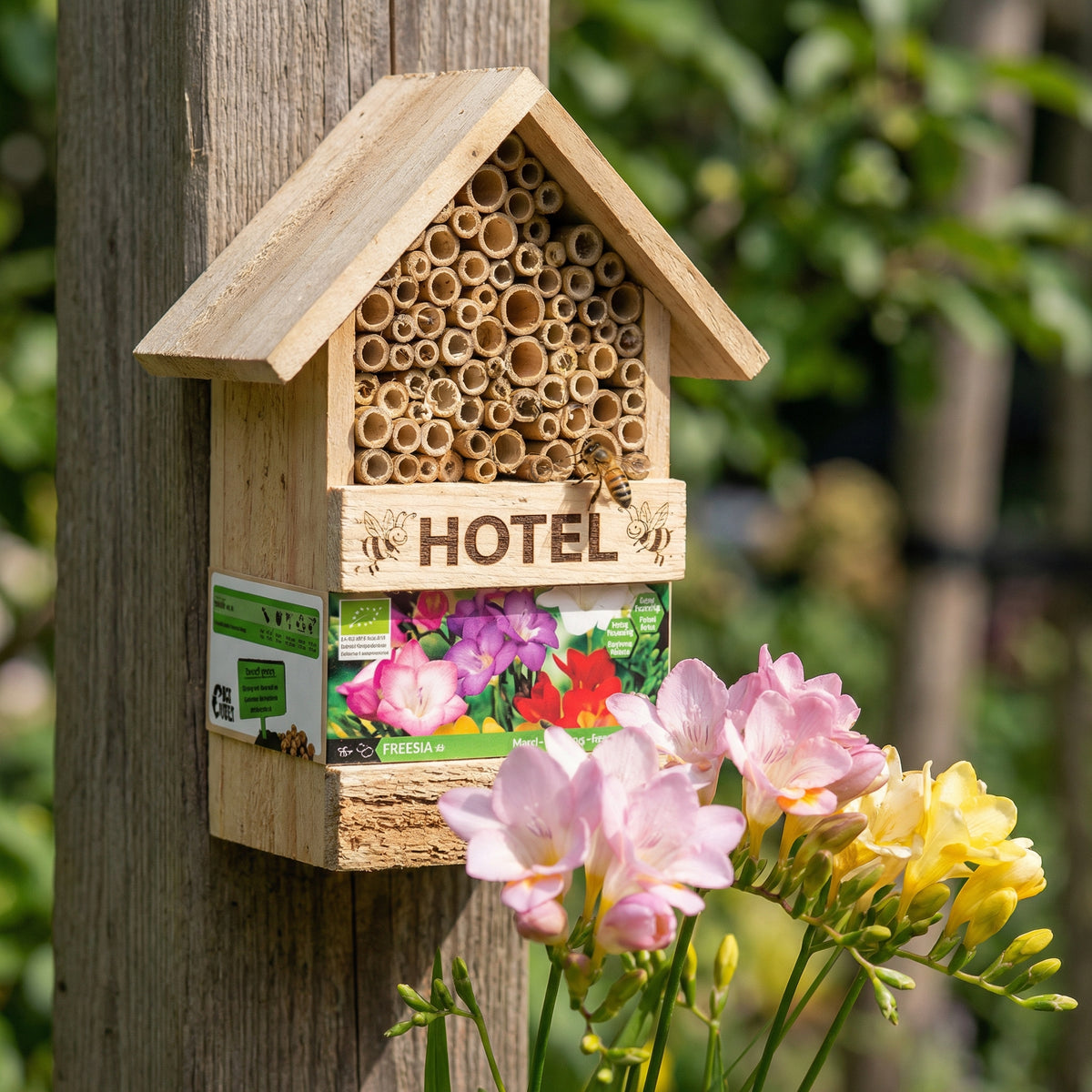 Bee Hotel with Freesia Bulbs