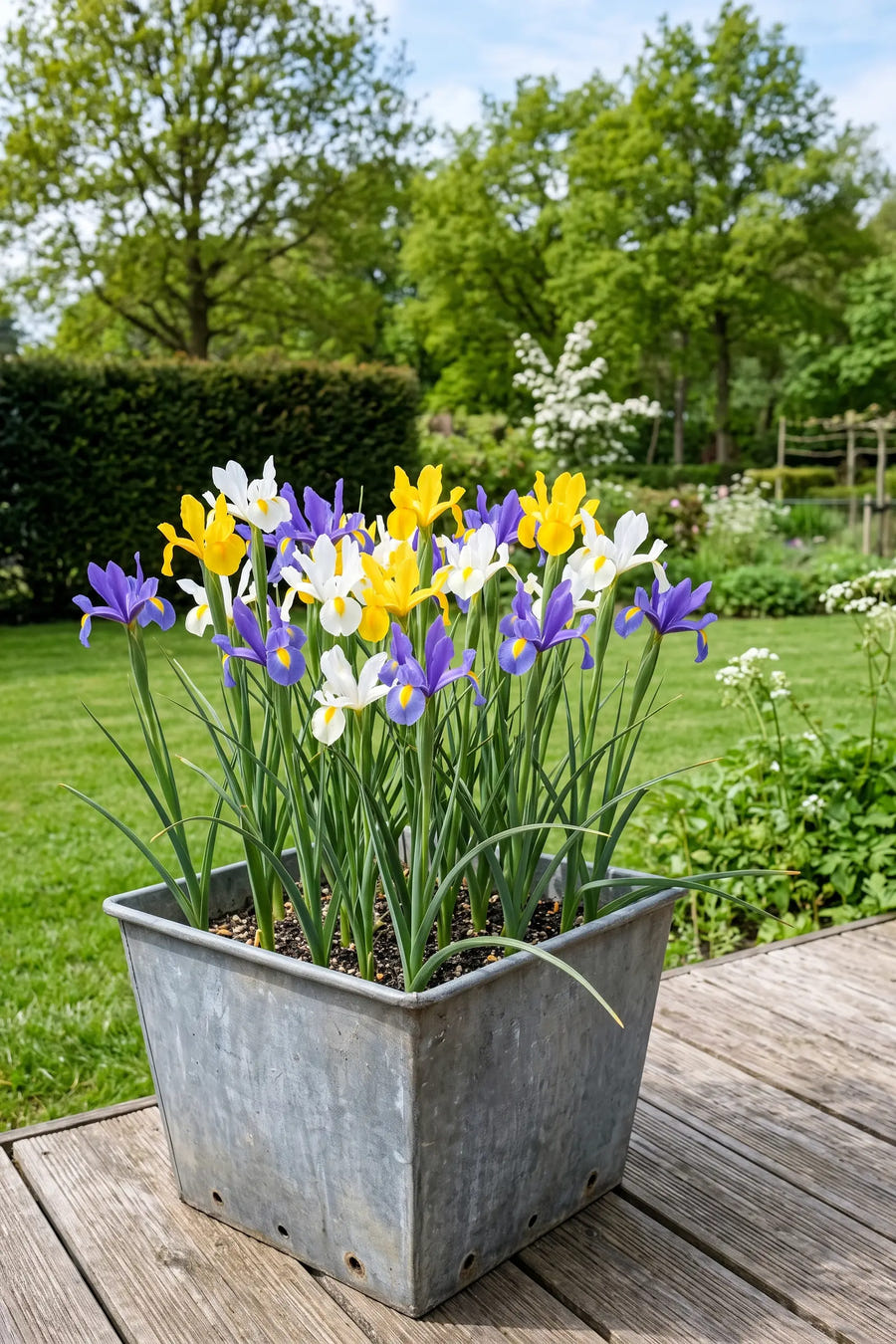 Iris Hollandica Mixed — in pot op terras, extra beeld