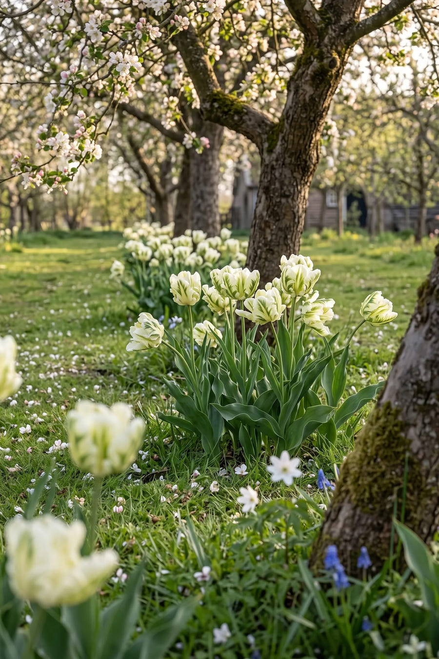 Tulipa Super Parrot — groep in de tuinborder, extra beeld